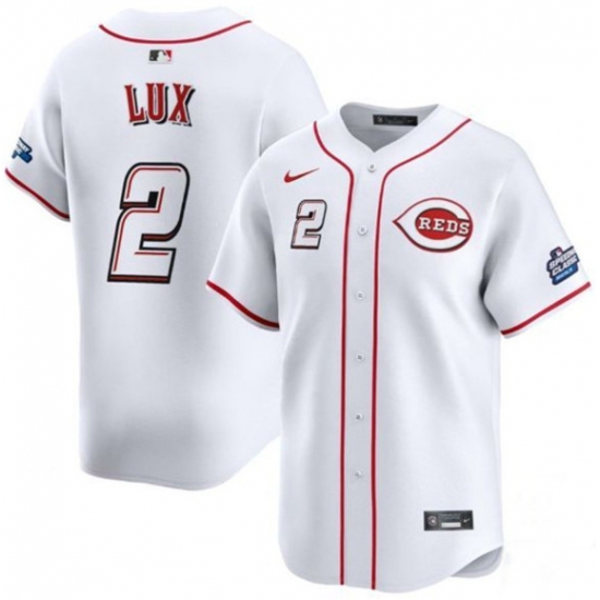 Personalized Men’s Cincinnati Reds #2 Gavin Lux White 2025 Speedway Classic Home Limited Stitched Baseball Jersey