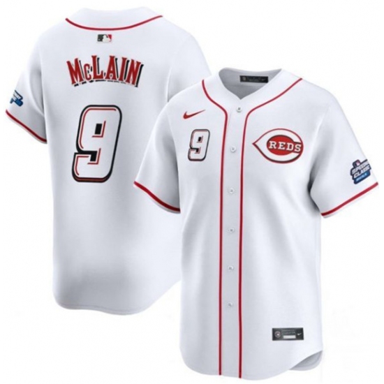 Personalized Men’s Cincinnati Reds #9 Matt McLain White 2025 Speedway Classic Home Limited Stitched Baseball Jersey