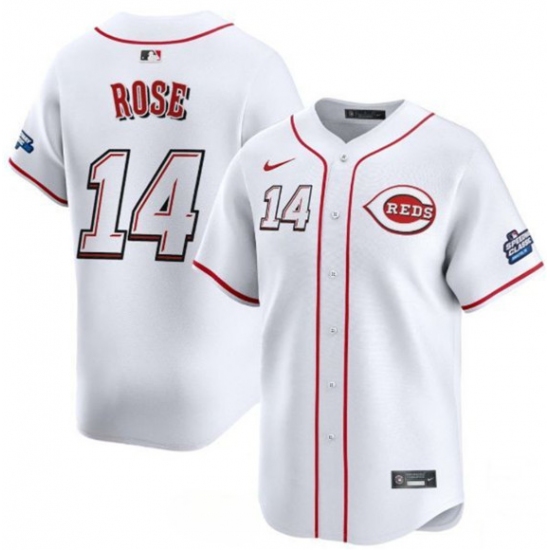 Personalized Men’s Cincinnati Reds #14 Pete Rose White 2025 Speedway Classic Home Limited Stitched Baseball Jersey