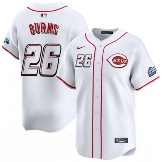 Personalized Men’s Cincinnati Reds #26 Chase Burns White 2025 Speedway Classic Home Limited Stitched Baseball Jersey