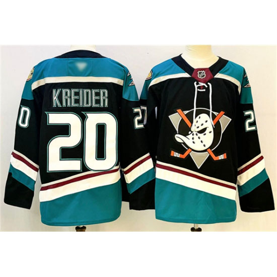 Personalized Men’s Anaheim Ducks #20 Chris Kreider Black Teal 2024-25 Stitched Jersey