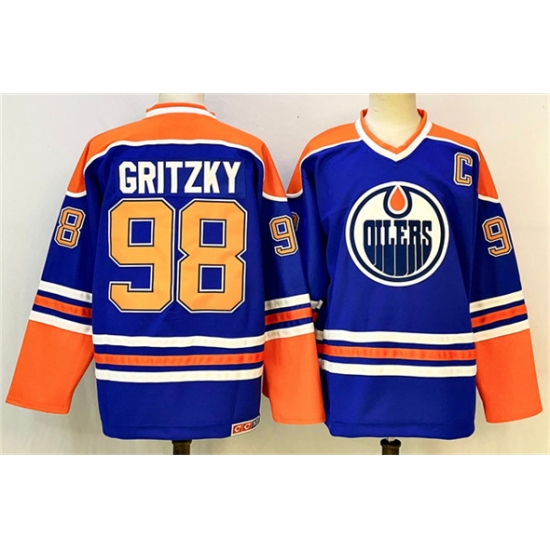 Personalized Men’s Edmonton Oilers #98 Wayne Gretzky Royal 2025 With C Stitched Hockey Jersey