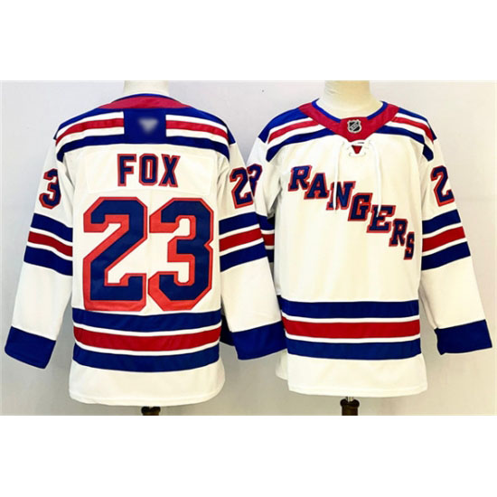 Personalized Men’s New York Rangers #23 Adam Fox White 2024-25 Away Stitched Hockey Jersey