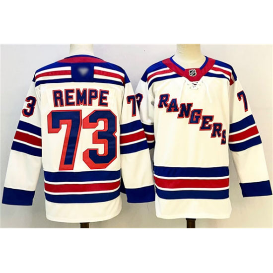 Personalized Men’s New York Rangers #73 Matt Rempe White 2024-25 Away Stitched Hockey Jersey