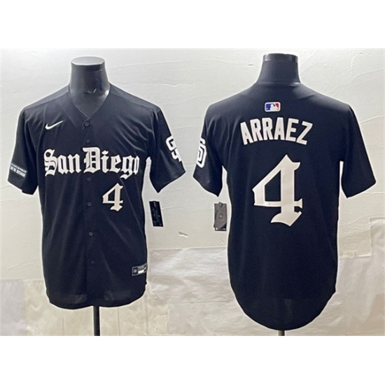 Personalized Men’s San Diego Padres #4 Luis Arraez Black Gothic Edition Limited Stitched Baseball Jersey