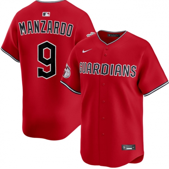 Personalized Men’s Cleveland Guardians #9 Kyle Manzardo Red Alternate Limited Stitched Baseball Jersey