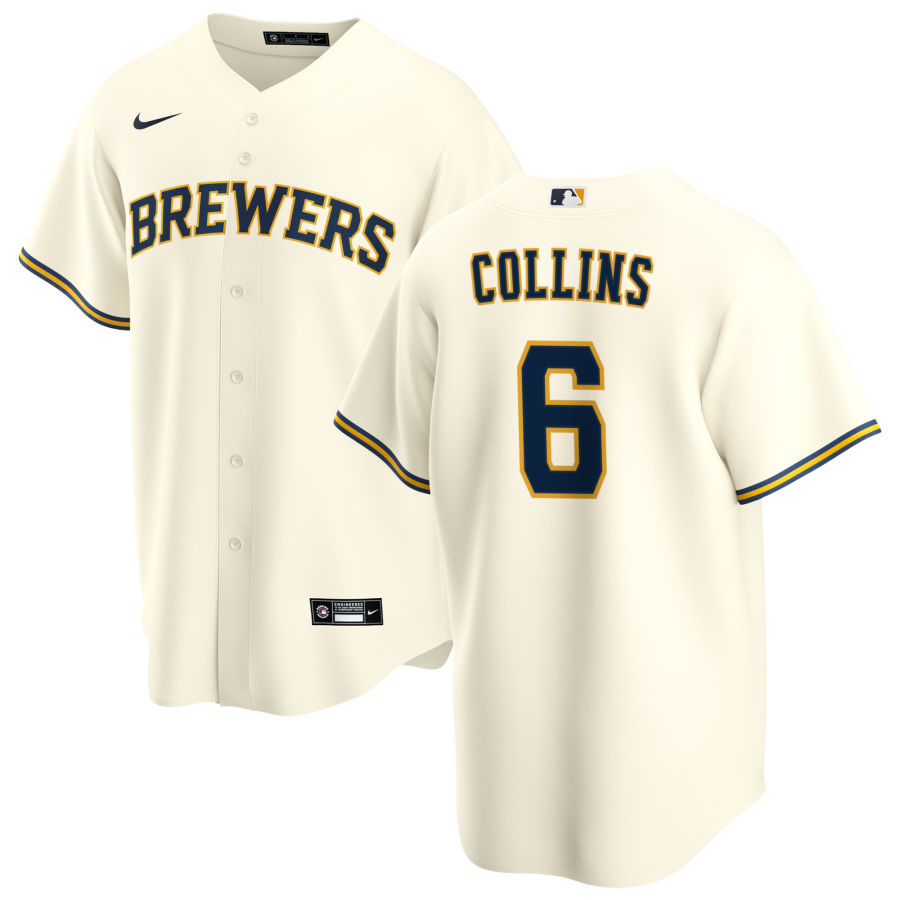 Personalized Men’s Milwaukee Brewers #6 Isaac Collins Cream Home Jersey