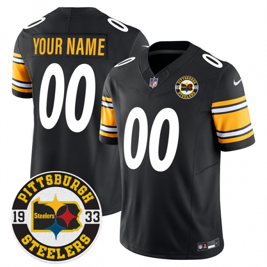 Personalized Custom Men’s Pittsburgh Steelers Throwback 1933 Patch black Limited All Stitched Jersey