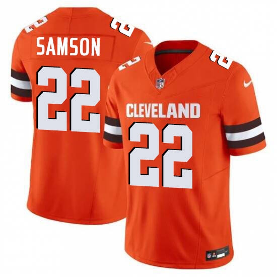 Personalized Men’s Cleveland Browns #22 Samson Orange 2025 Limited Football Stitched Jersey