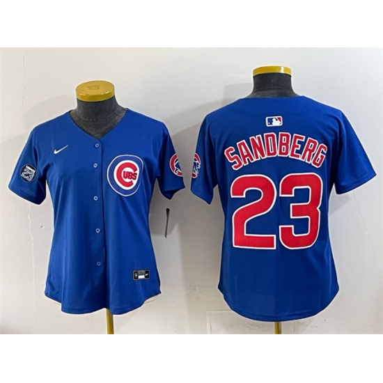 Personalized Youth Chicago Cubs #23 Ryne Sandberg Royal ‘Ryne Sandberg Tribute’ Limited V2 Stitched Baseball Jersey
