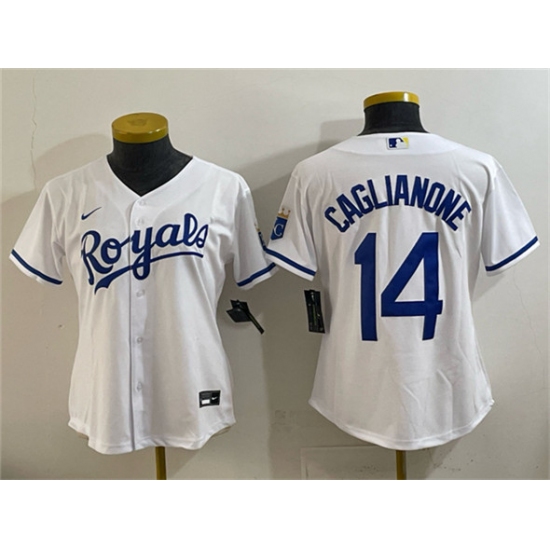 Personalized Youth Kansas City Royals #14 Jac Caglianone White Cool Base Stitched Baseball Jersey