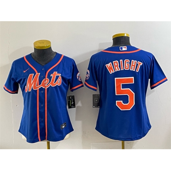Personalized Youth New York Mets #5 David Wright Royal Cool Base Stitched Baseball Jersey