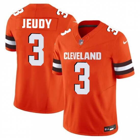 Personalized Men’s Cleveland Browns #3 Jeudy Orange 2025 Limited Football Stitched Jersey