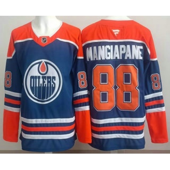 Personalized Men’s Edmonton Oilers #88 Andrew Mangiapane Blue Authentic Jersey