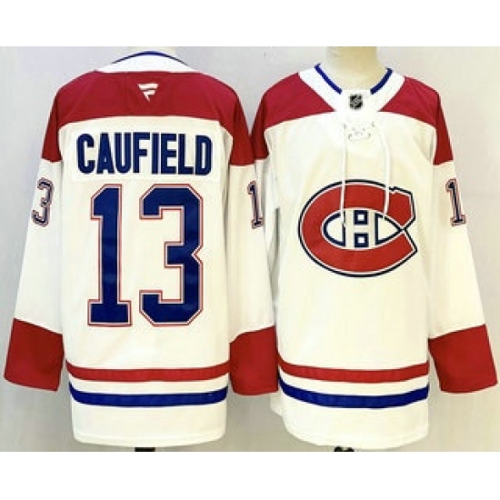 Personalized Men’s Montreal Canadiens #13 Cole Caufield White Authentic Jersey
