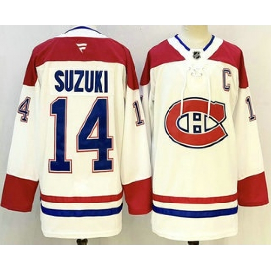 Personalized Men’s Montreal Canadiens #14 Nick Suzuki White Authentic Jersey