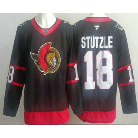 Personalized Men’s Ottawa Senators #18 Tim Stutzle Black Authentic Jersey