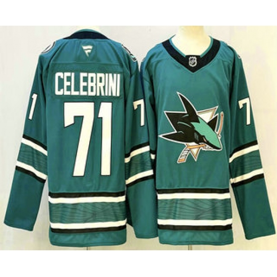 Personalized Men’s San Jose Sharks #71 Macklin Celebrini Teal Authentic Jersey