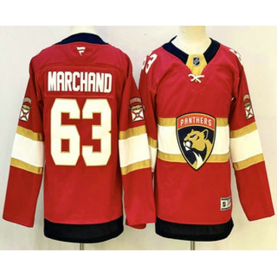 Personalized Youth Florida Panthers #63 Brad Marchand Red Authentic Jersey
