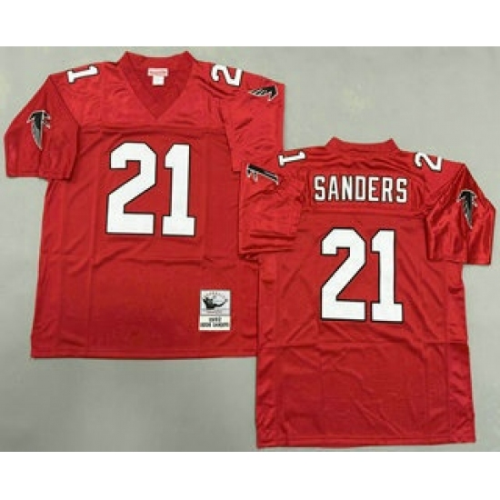 Personalized Men’s Atlanta Falcons #21 Deion Sanders Red 1992 Throwback Jersey