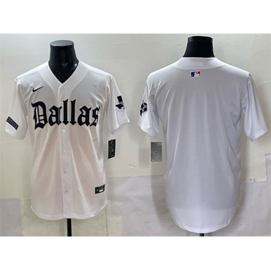 Personalized Men’s Dallas Cowboys Blank White ‘Gothic Lone Star Edition’ Limited Stitched Baseball Jersey