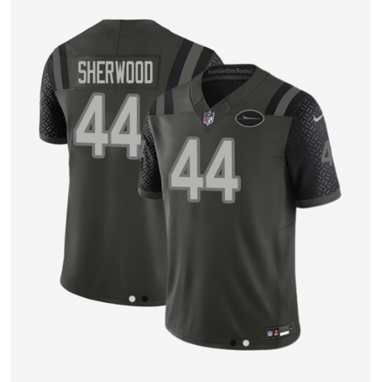 Personalized Men’s New York Jets #44 Sherwood Black Rivalries Collection Jersey