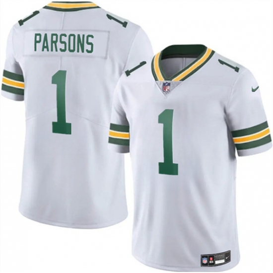 Personalized Men’s Green Bay Packers #1 Micah Parsons White 2025 Untouchable Limited Football Stitched Jersey