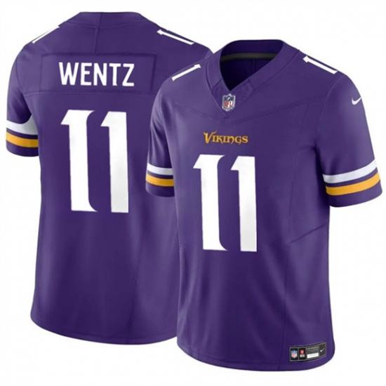 Personalized Men’s Minnesota Vikings #11 Carson Wentz Purple 2024 F.U.S.E. Untouchable Limited Football Stitched Jersey