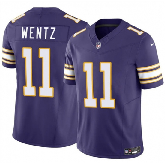Personalized Men’s Minnesota Vikings #11 Carson Wentz Purple 2025 F.U.S.E. Throwback Untouchable Limited Football Stitched Jersey