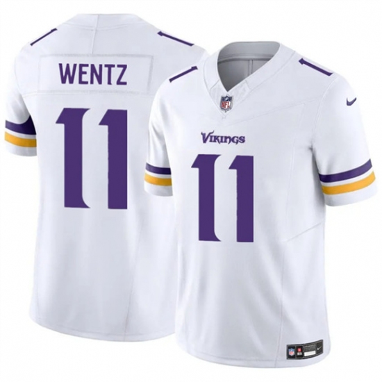Personalized Men’s Minnesota Vikings #11 Carson Wentz White 2025 F.U.S.E. Untouchable Limited Football Stitched Jersey