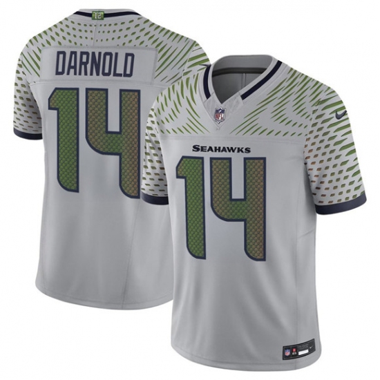 Personalized Men’s Seattle Seahawks #14 Sam Darnold Gray 2025 F.U.S.E. Rivalry Series Untouchable Limited Football Stitched Jersey