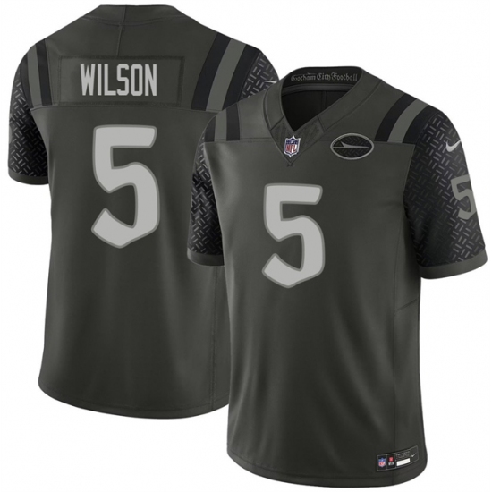 Personalized Men’s New York Jets #5 Garrett Wilson Black 2025 F.U.S.E. Rivalry Series Limited Football Stitched Jersey