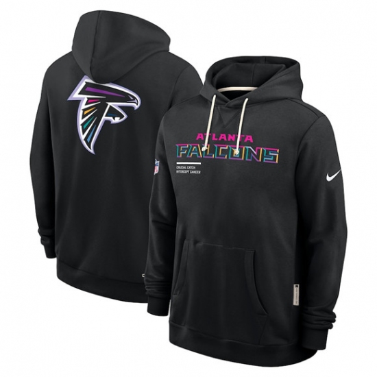 Personalized Men’s Atlanta Falcons Black 2025 Crucial Catch Dri-FIT Hoodie