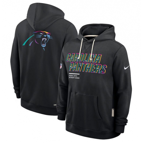 Personalized Men’s Carolina Panthers Black 2025 Crucial Catch Dri-FIT Hoodie