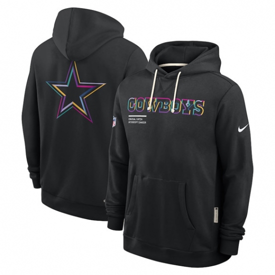 Personalized Men’s Dallas Cowboys Black 2025 Crucial Catch Dri-FIT Hoodie