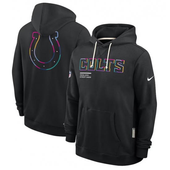 Personalized Men’s Indianapolis Colts Black 2025 Crucial Catch Dri-FIT Hoodie