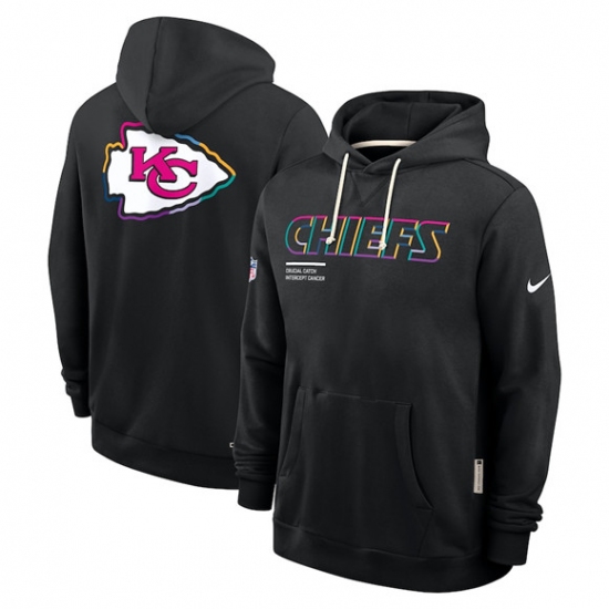 Personalized Men’s Kansas City Chiefs Black 2025 Crucial Catch Dri-FIT Hoodie