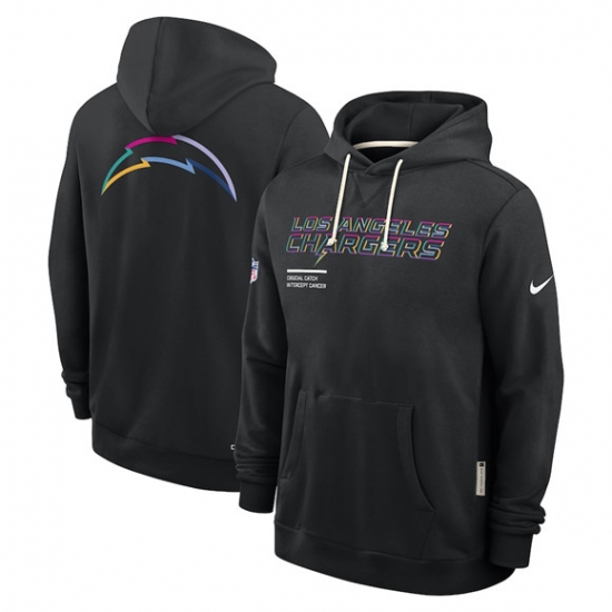 Personalized Men’s Los Angeles Chargers Black 2025 Crucial Catch Dri-FIT Hoodie
