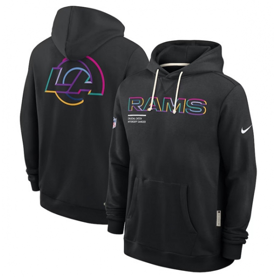 Personalized Men’s Los Angeles Rams Black 2025 Crucial Catch Dri-FIT Hoodie