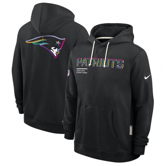 Personalized Men’s New England Patriots Black 2025 Crucial Catch Dri-FIT Hoodie