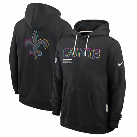 Personalized Men’s New Orleans Saints Black 2025 Crucial Catch Dri-FIT Hoodie