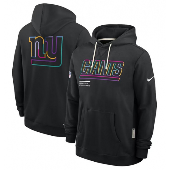 Personalized Men’s New York Giants Black 2025 Crucial Catch Dri-FIT Hoodie