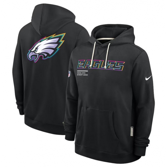 Personalized Men’s Philadelphia Eagles Black 2025 Crucial Catch Dri-FIT Hoodie
