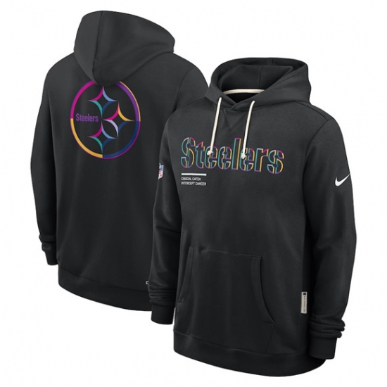 Personalized Men’s Pittsburgh Steelers Black 2025 Crucial Catch Dri-FIT Hoodie