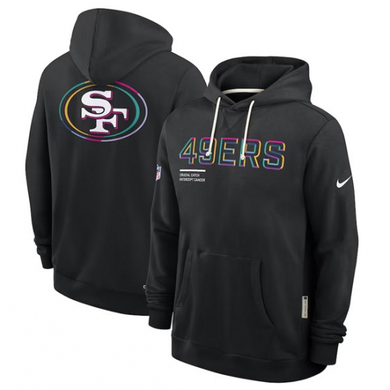 Personalized Men’s San Francisco 49ers Black 2025 Crucial Catch Dri-FIT Hoodie