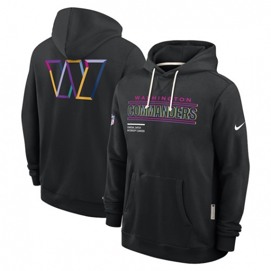 Personalized Men’s Washington Commanders Black 2025 Crucial Catch Dri-FIT Hoodie