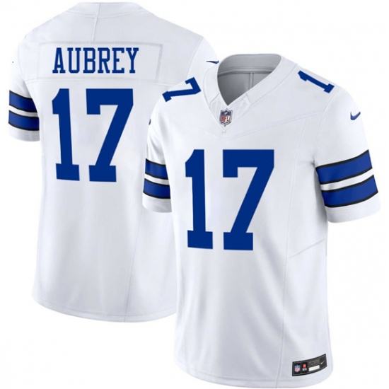 Personalized Men’s Dallas Cowboys #17 Brandon Aubrey White 2025 F.U.S.E Untouchable Limited Football Stitched Jersey
