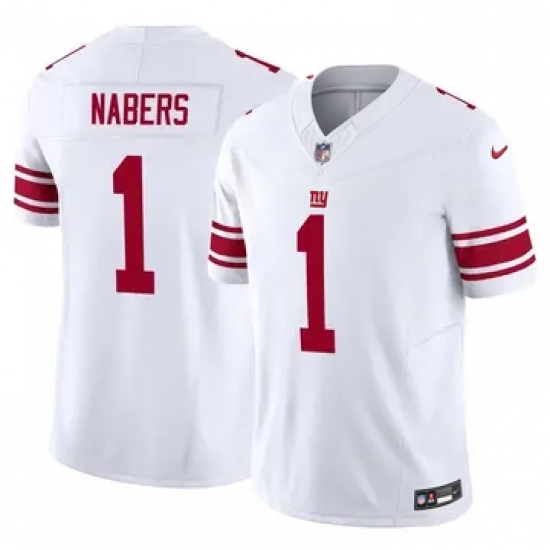 Personalized Men’s New York Giants #1 Malik Nabers White Stitched Jersey