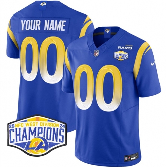 Personalized Youth Los Angeles Rams Active Player Blue 2024 NFC West Champions F.U.S.E. Untouchable Stitched Football Jersey