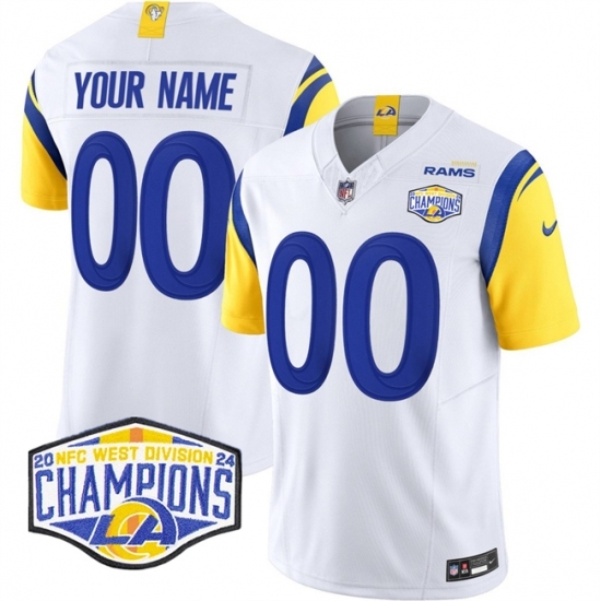 Personalized Youth Los Angeles Rams Active Player White 2024 NFC West Champions F.U.S.E. Untouchable Stitched Football Jersey